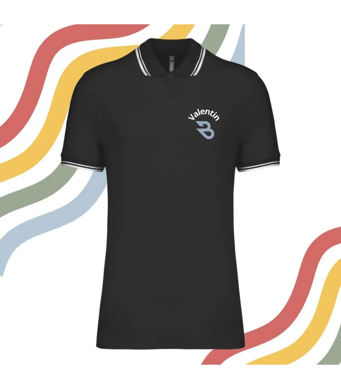 Polo personnalisé et brodé noir homme