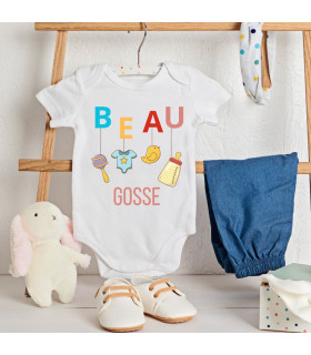 Body Bébé Personnalisé "Beau Gosse" – Cadeau de Naissance Original