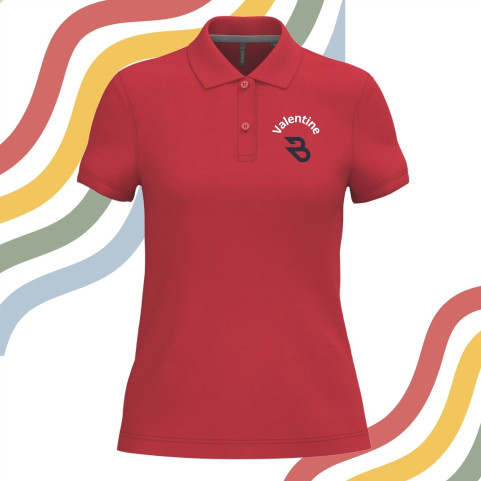 polo coupe femme rouge brodé