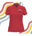 Polo femme rouge brodé texte