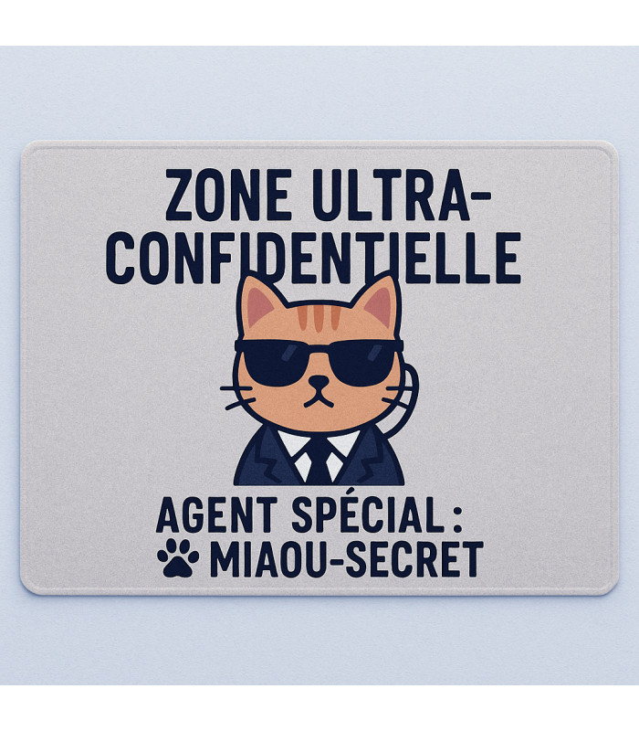 Tapis pour chat rigolo agent spécial