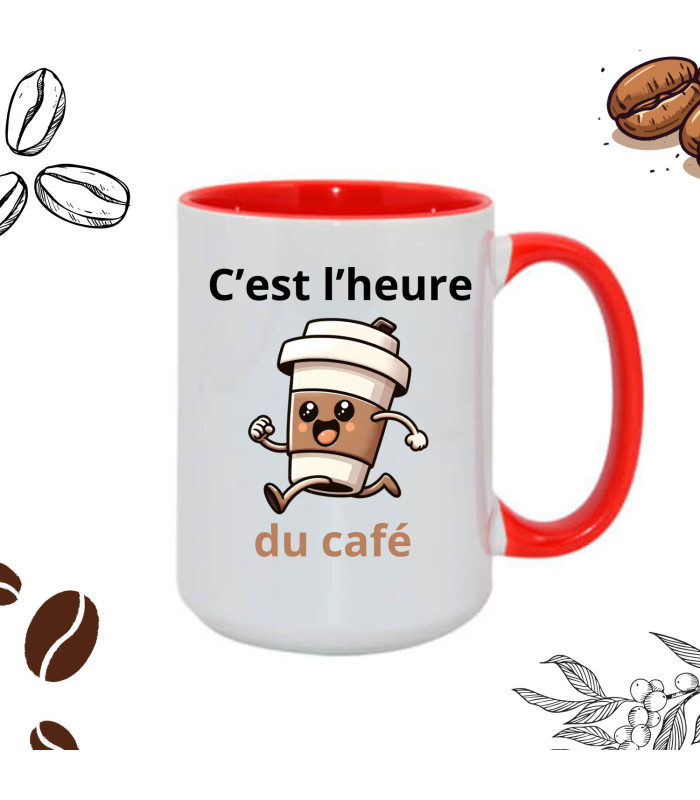 Maxi mug blanc et rouge personnalisé