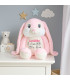 lapin rose avec broderie