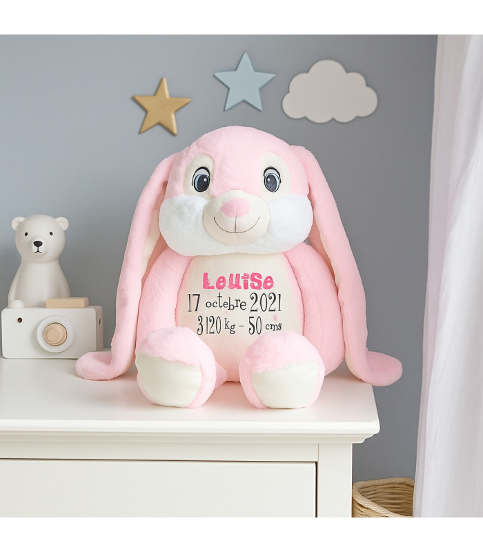 Lapin rose grandes oreilles personnalisé
