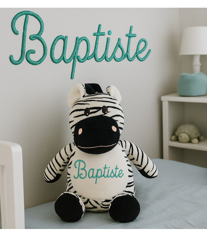 Zèbre peluche brodé