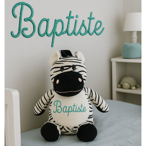 peluche zebre avec une broderie prénom