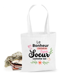 joli totebag blanc pour ma soeur
