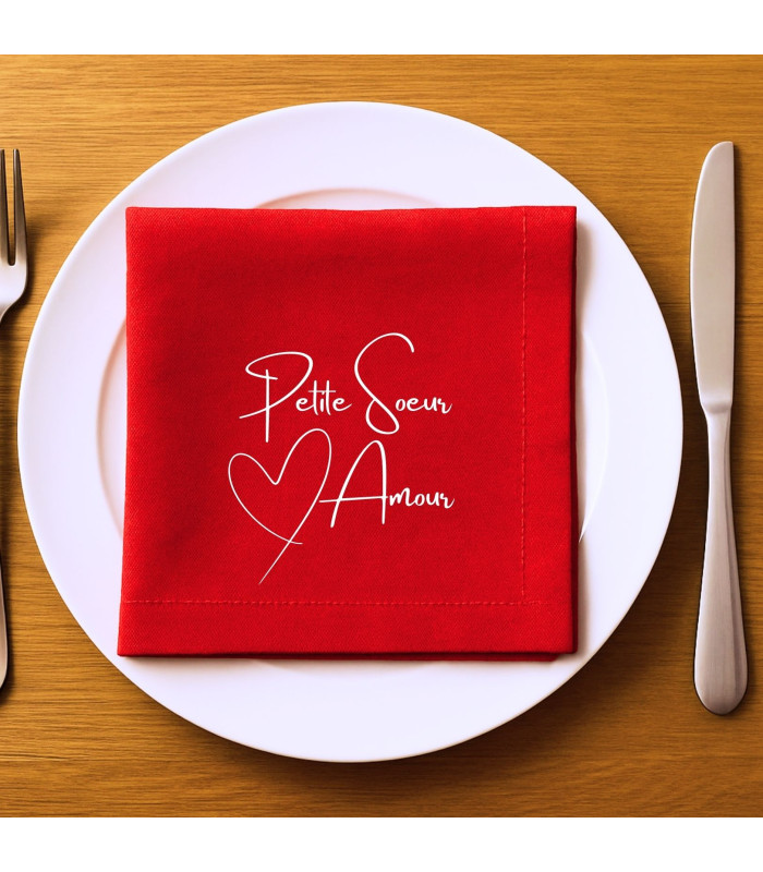 Serviette de table brodée petite soeur