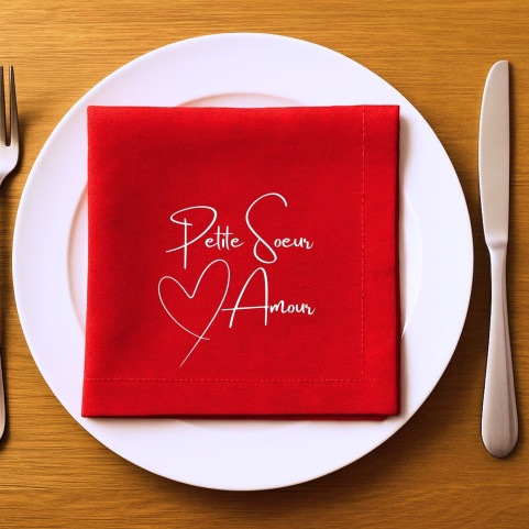 serviette de table brodée petite soeur