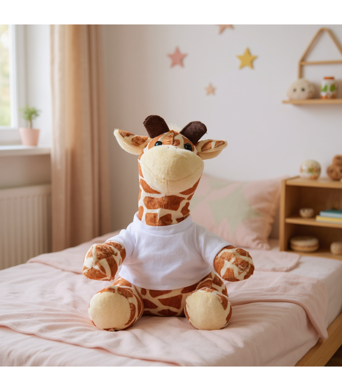 Peluche Girafe Personnalisée – T-shirt avec Photo ou Prénom