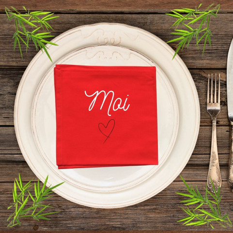 Lot de 2 serviettes de table brodées toi et moi