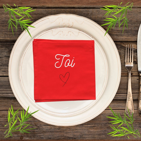 Lot de 2 serviettes de table brodées toi et moi
