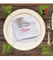 Serviette de table brodée jeu de cartes