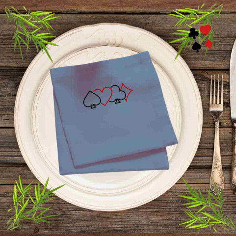 serviette de table bleu jeu de cartes