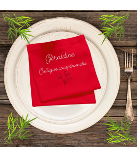 serviette de table brodée pour collègue