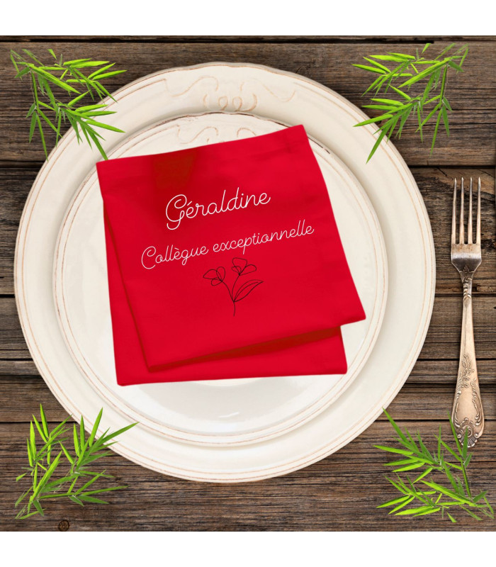 Serviette de Table Brodée "Collègue Exceptionnelle" - Cadeau Personnalisé