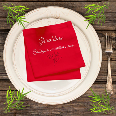 serviette de table brodée pour collègue