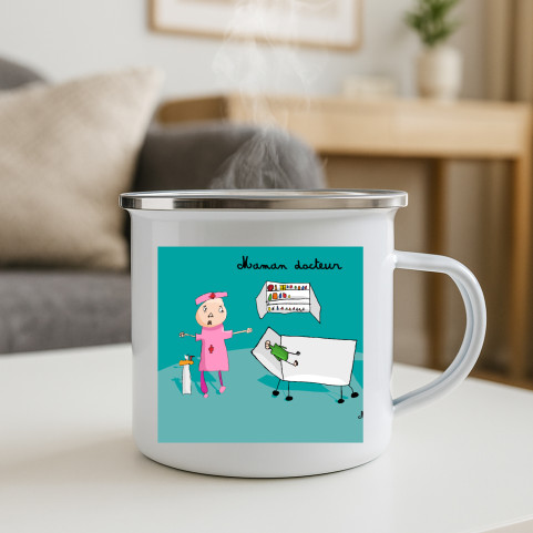 tasse en émail sublimée avec dessin enfant