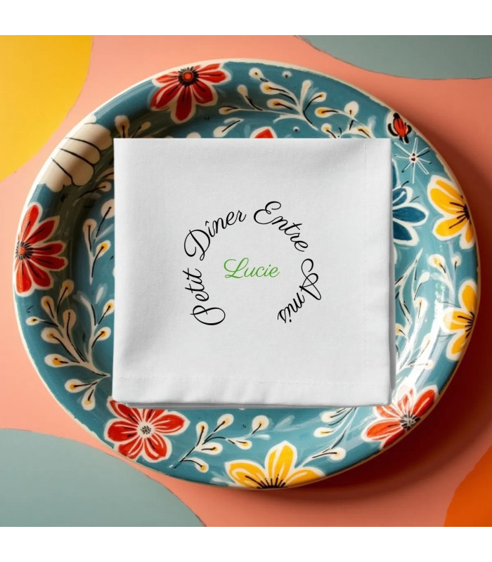 Serviette à thème brodée petit diner entre amis