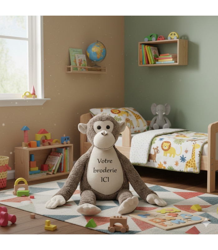 Peluche singe longs bras brodé prénom