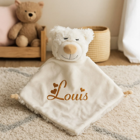 doudou ours blanc personnalisé