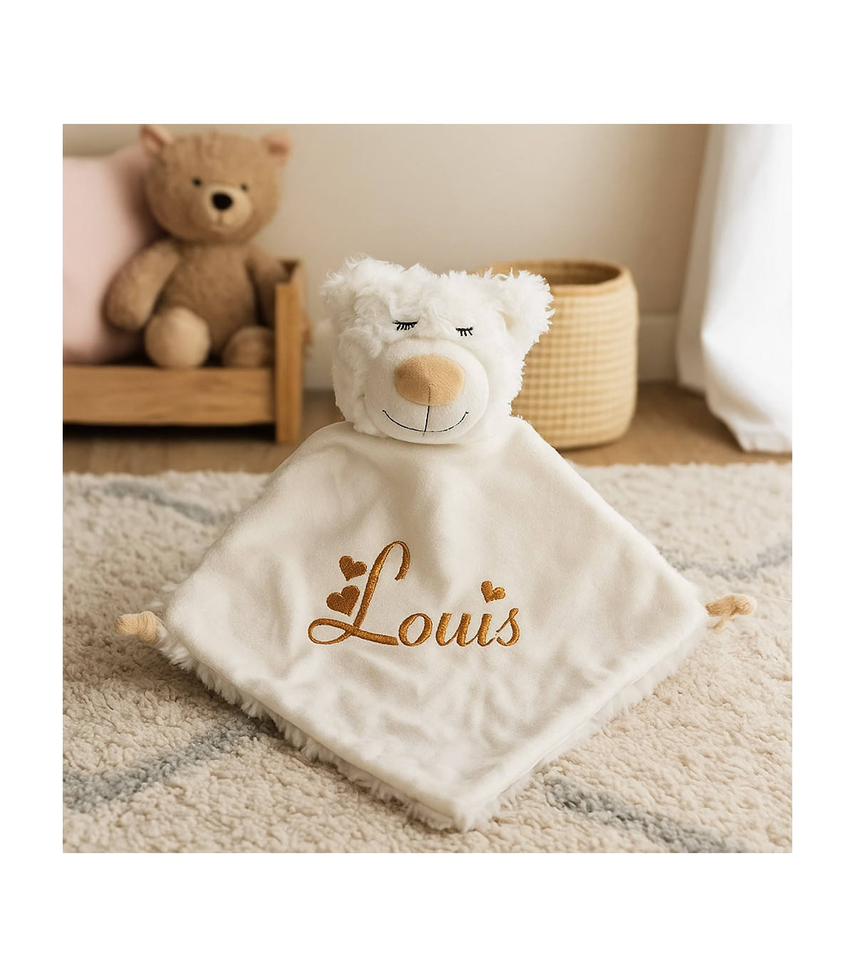 Wuff-Dogsworld Doudou Bébé éléphant Turquoise Avec Nom Brodé, Hochet
