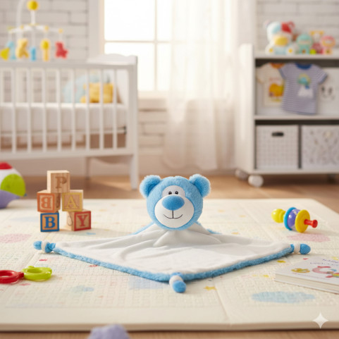 doudou ours bleu personnalisé