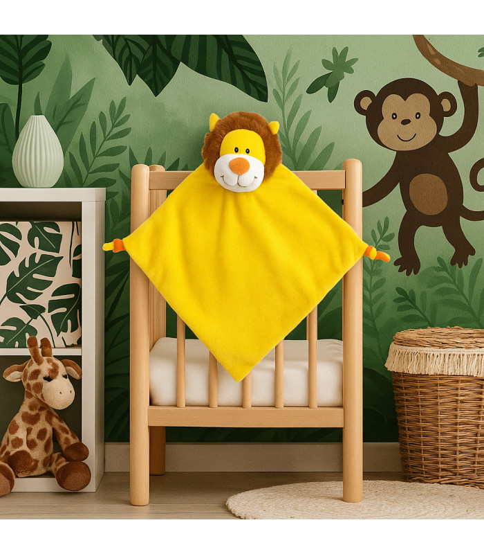 Doudou brodé peluche lion