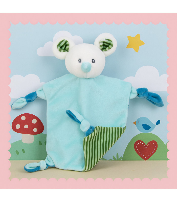 Doudou Plat Souris Louis Brodé Prénom (25x25 cm) – Marque Nootje