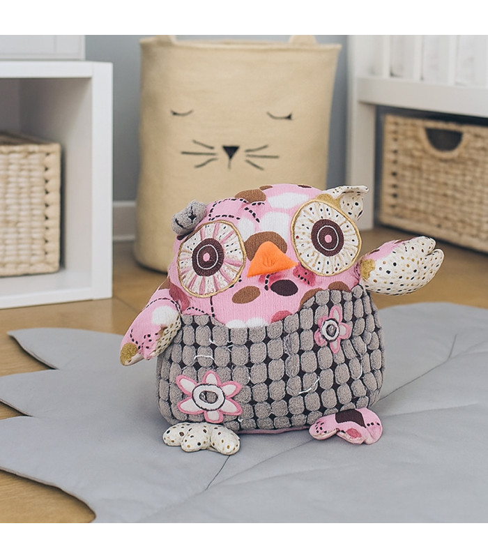Doudou Chouette Original Inware (20 cm) Rose/Gris