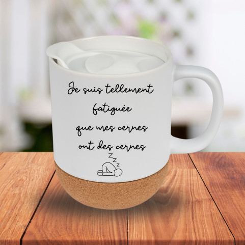 tasse avec liège texte rigolo