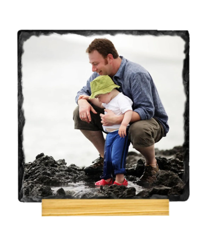 Ardoise Photo Personnalisée Carrée - 19x19 cm - Fabrication Française