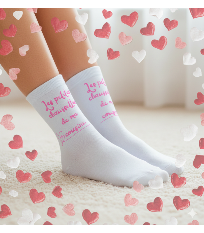 Chaussettes Douces Blanches "Une Cousine d'Amour"