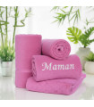 Serviette de bain Rose Clair personnalisé – Broderie Artisanale
