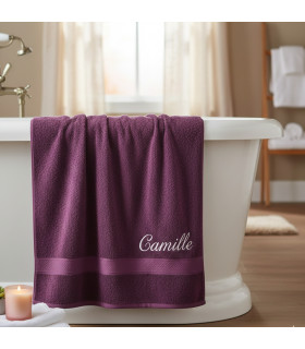 drap de bain personnalisé couleur prune
