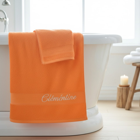 drap de bain personnalisé couleur papaye