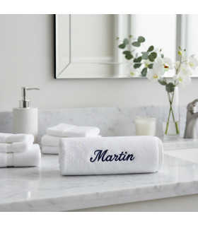 drap de bain blanc personnalisé prénom