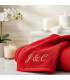 serviette de bain rouge brodée