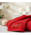 Serviette de Bain Brodé Prénom ou Initiales - Couleur Rouge Vif
