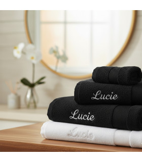 linge de bain noir personnalisé