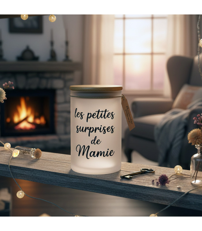 Pot de Conservation en Verre Dépoli et Bambou "Épure" - 600 ml