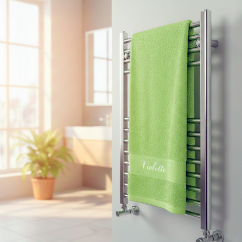 serviette de bain verte brodée