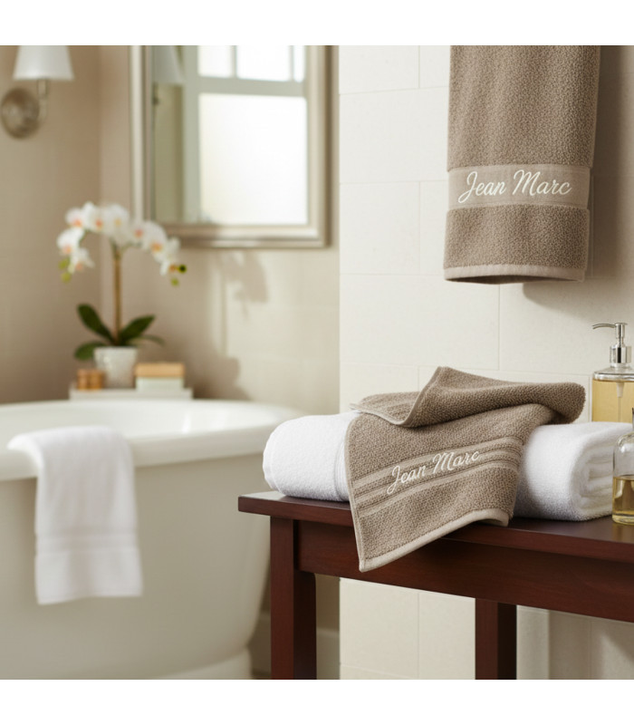 Maxi Drap de Bain Beige Personnalisable - 100x150 cm
