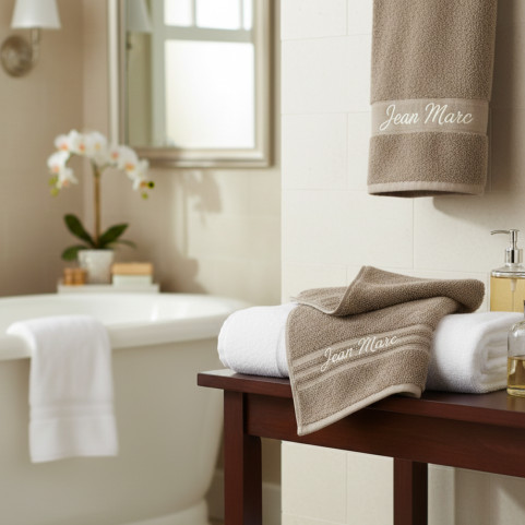 maxi drap de bain beige marron 100x150