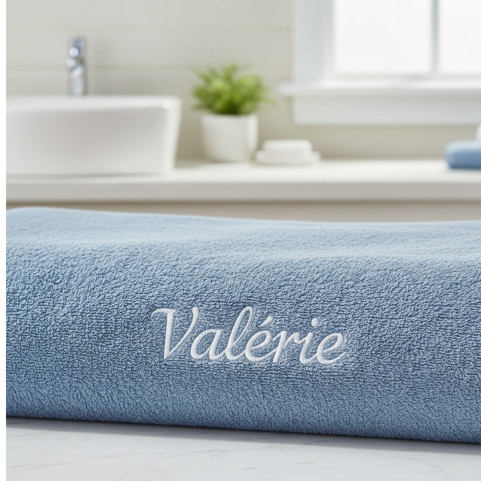 drap de bain bleu personnalisé