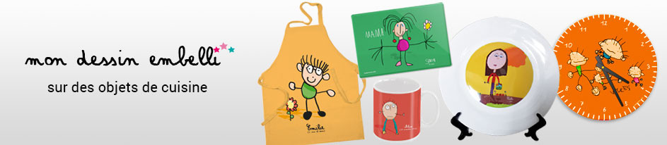 Cadeaux personnalisés à partir de dessin enfant pour la cuisine