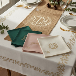 Art de la Table Brodé Personnalisé (Nappes, Serviettes, Chemins)