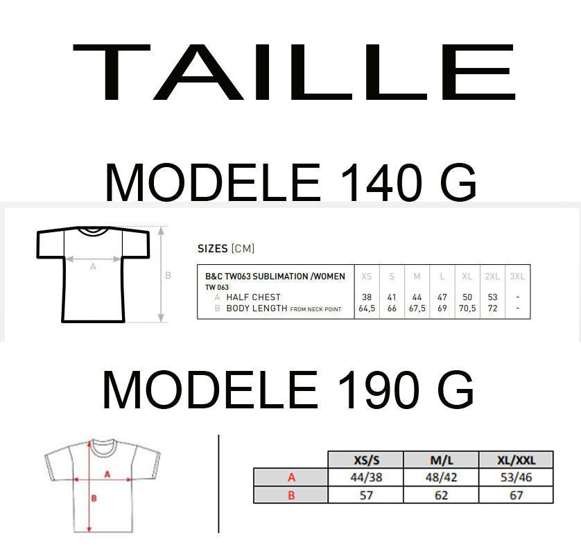 guide des tailles tee shirt