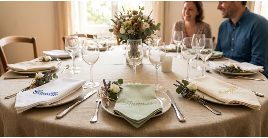 À quelle occasion utiliser une serviette de table brodée avec un prénom ?